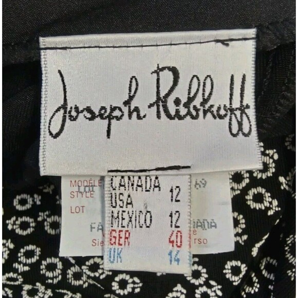 Joseph Ribkoff Maxi Dress Floral Black Size 12 Slit Sides Zip Back Stretch - Picture 9 of 11